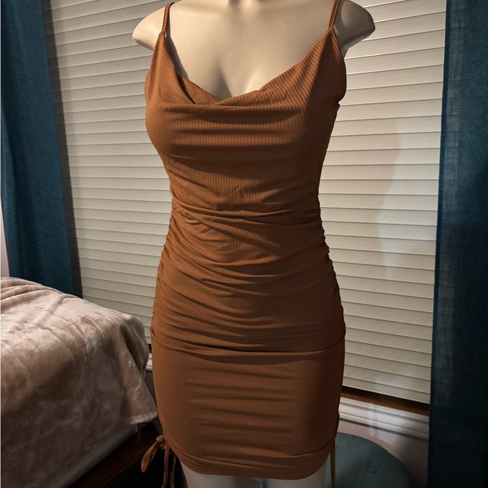Bodycon Carmel Sleeveless Dress New adjustable Size Medium